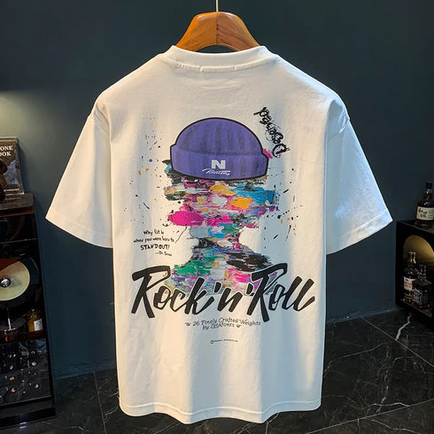 Premium Men's Short Sleeve T-Shirt – 2025 Trendy Embroidered & Printed Casual Top, Breathable & Elastic